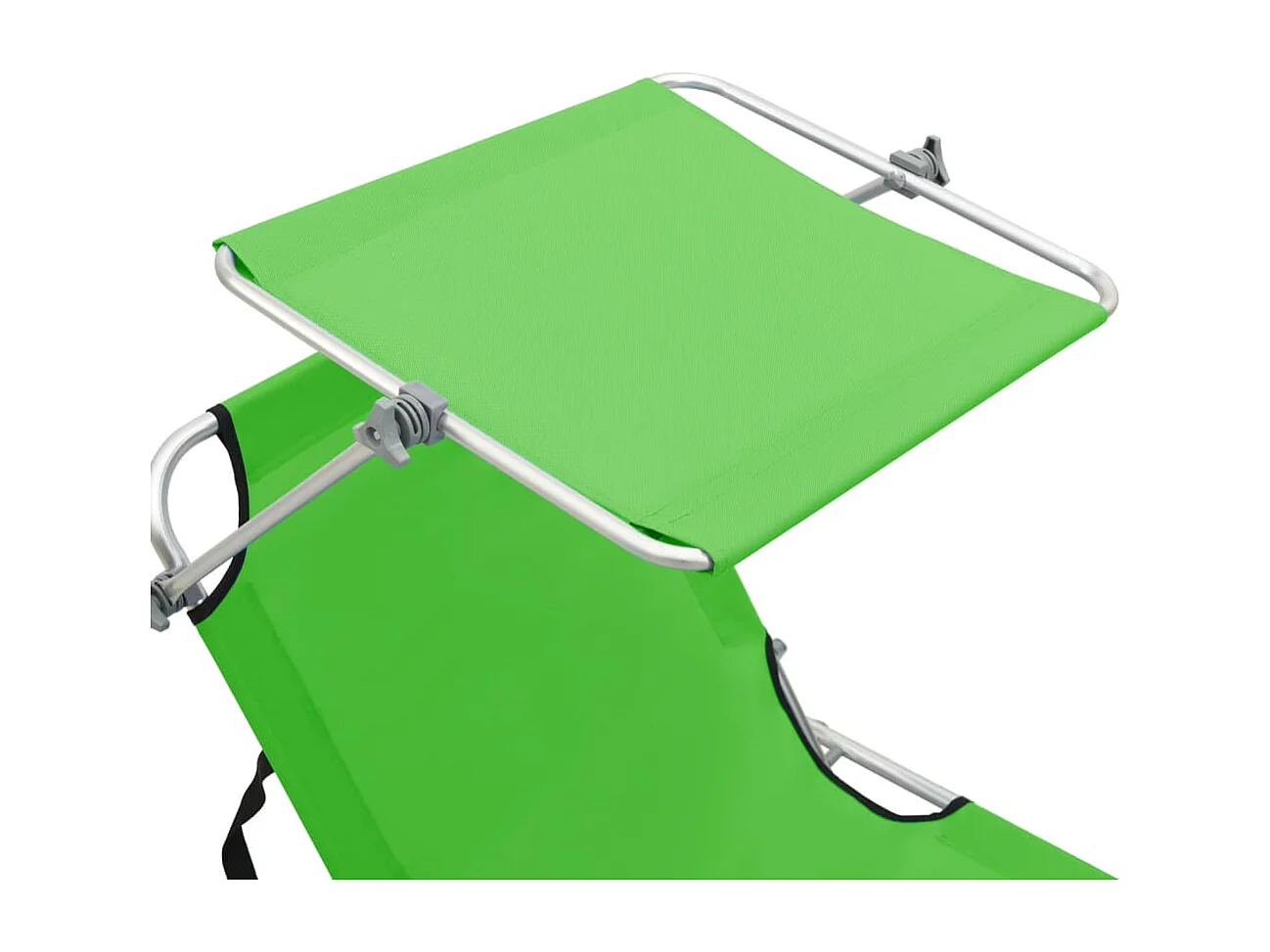 Chaise longue pliable avec auvent Acier Vert pomme