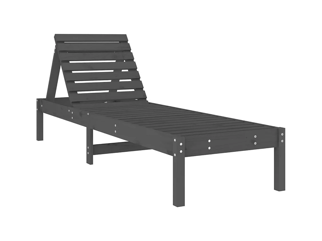 Chaise longue gris 199,5x60x74 bois massif de pin