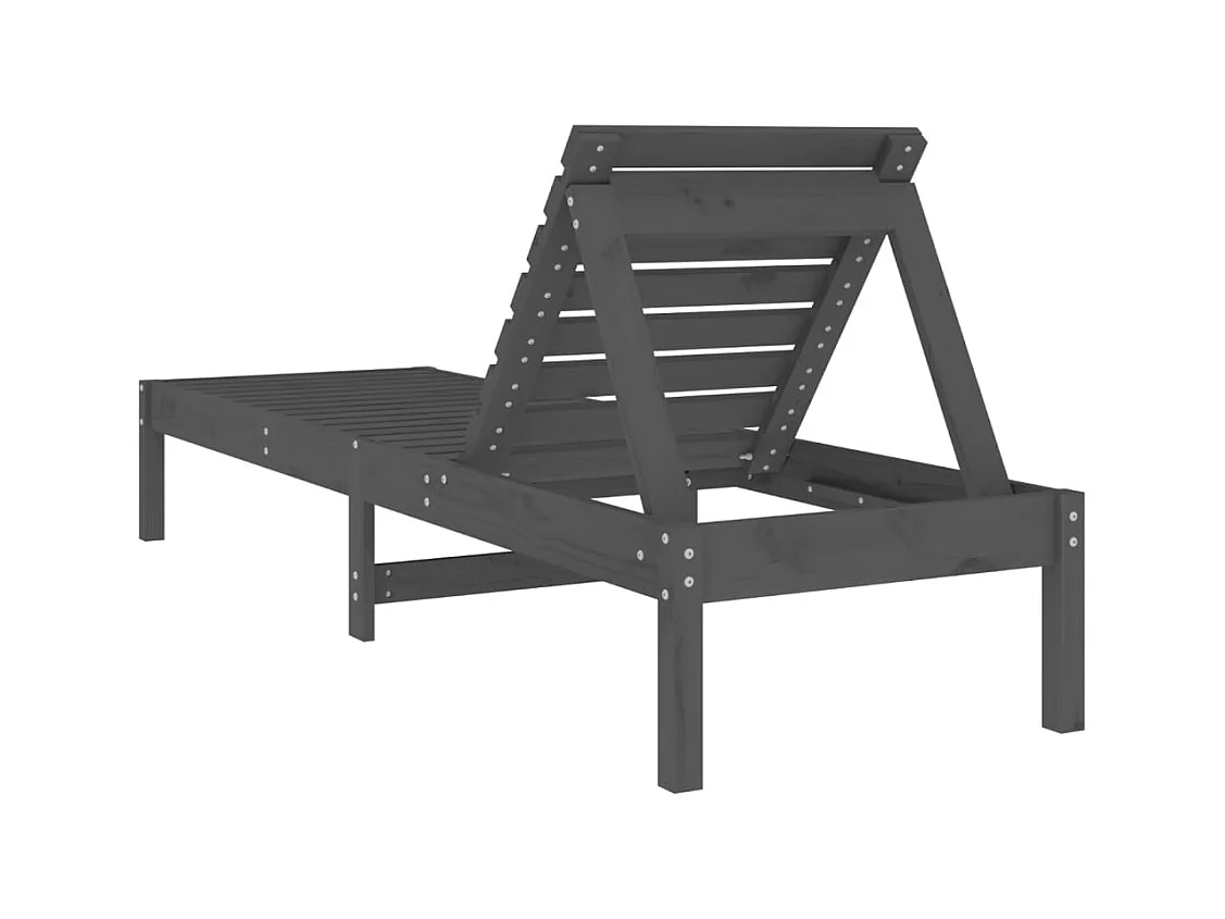 Chaise longue gris 199,5x60x74 bois massif de pin