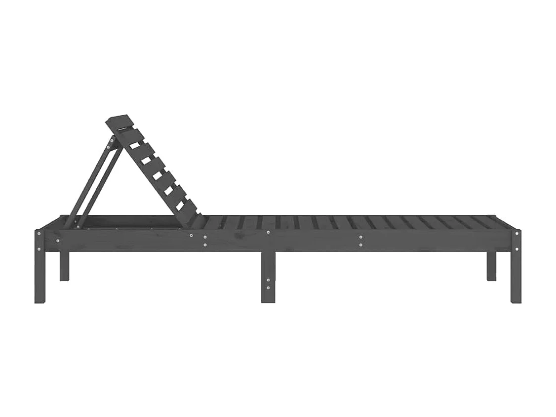 Chaise longue gris 199,5x60x74 bois massif de pin