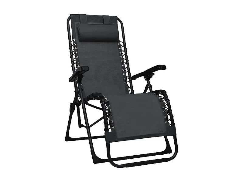 Chaise pliable de terrasse Noir Textilène