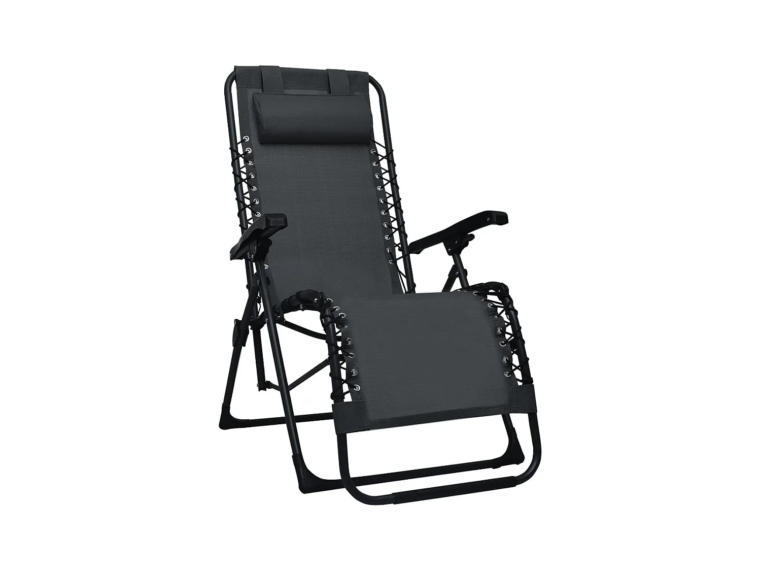 Chaise pliable de terrasse Noir Textilène