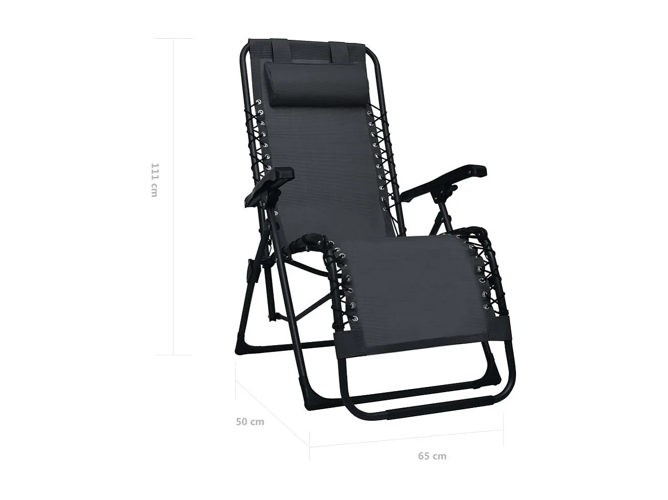 Chaise pliable de terrasse Noir Textilène