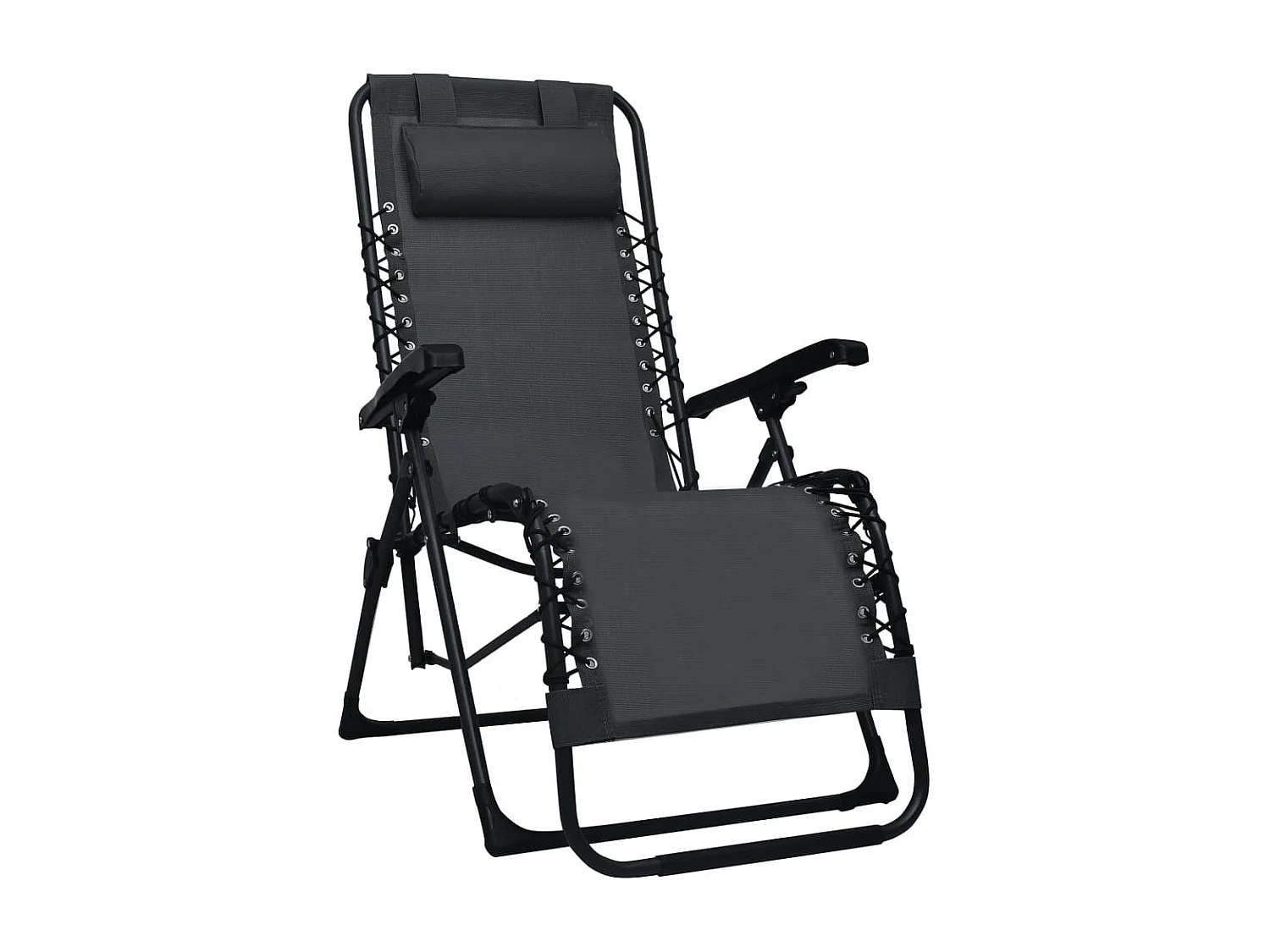 Chaise pliable de terrasse Noir Textilène