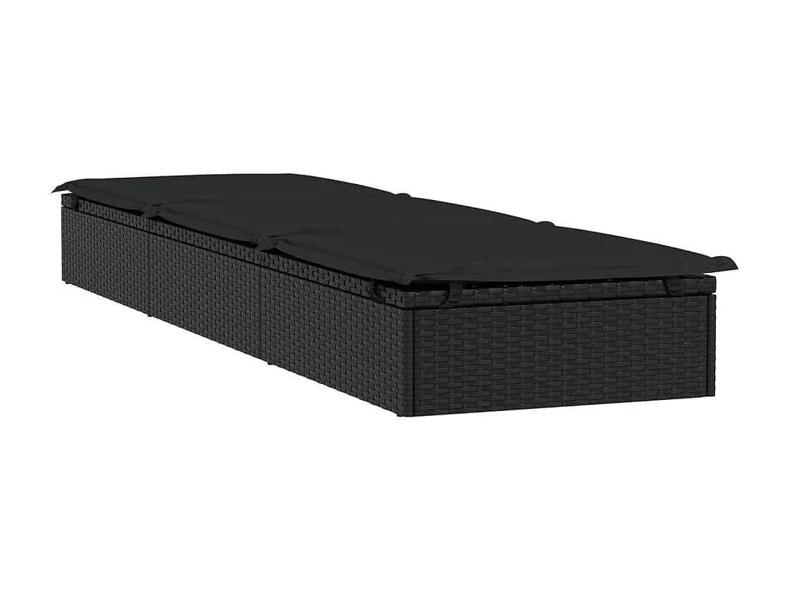 Chaise longue avec coussin noir 201x55x62 résine tressée