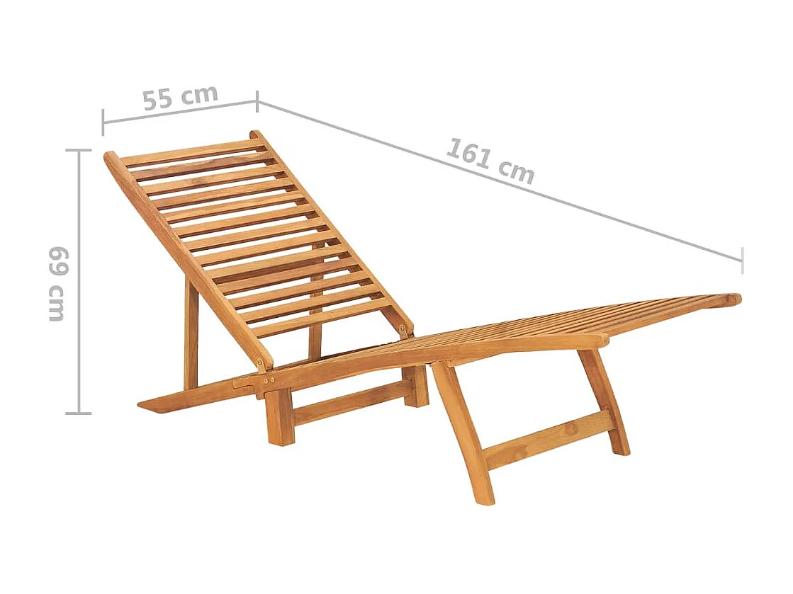 Chaise longue Bois de teck solide 4