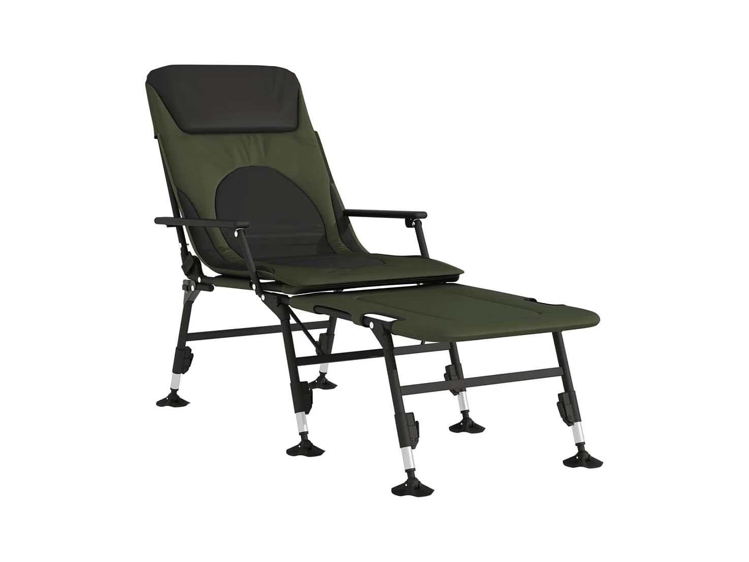 Chaise longue de pêche avec pieds à boue réglables pliable vert