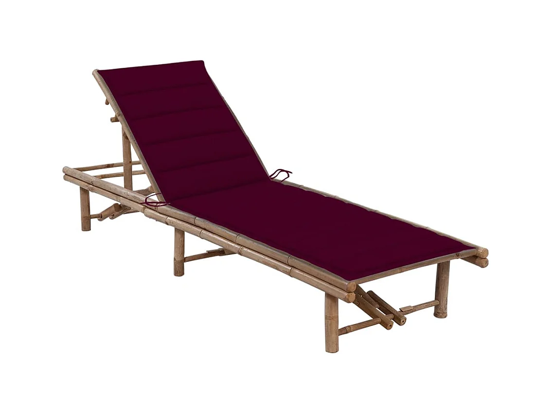 Chaise longue de jardin avec coussin Bambou 11
