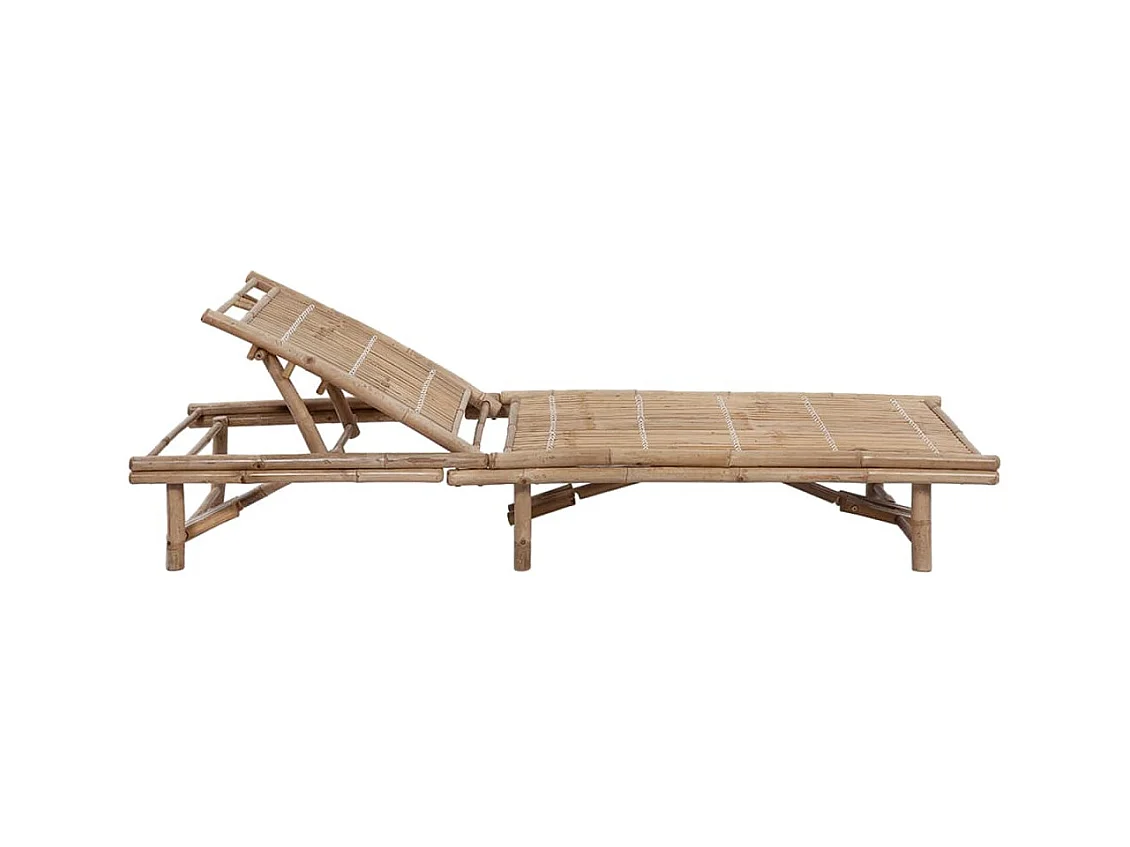 Chaise longue de jardin avec coussin Bambou 11