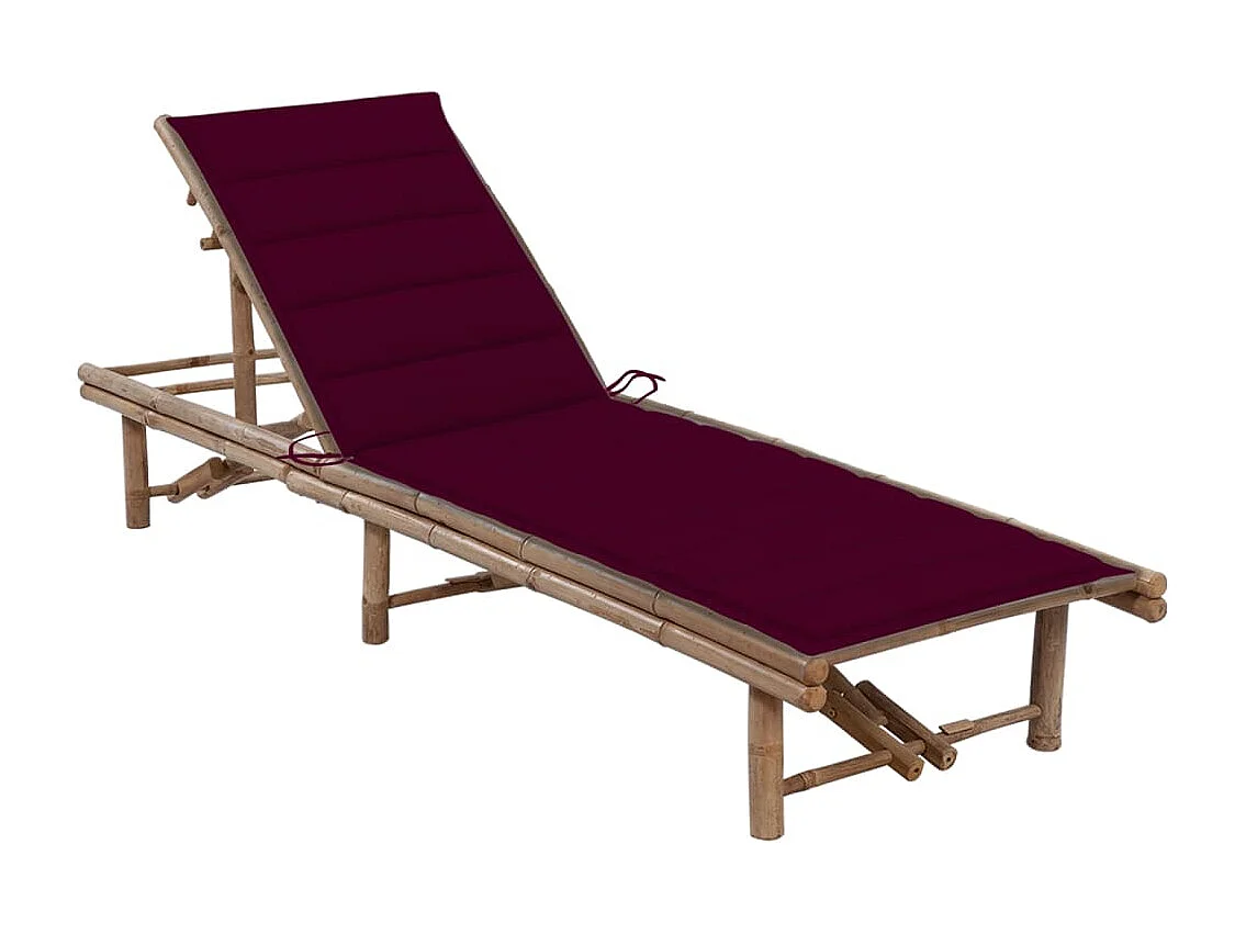 Chaise longue de jardin avec coussin Bambou 11