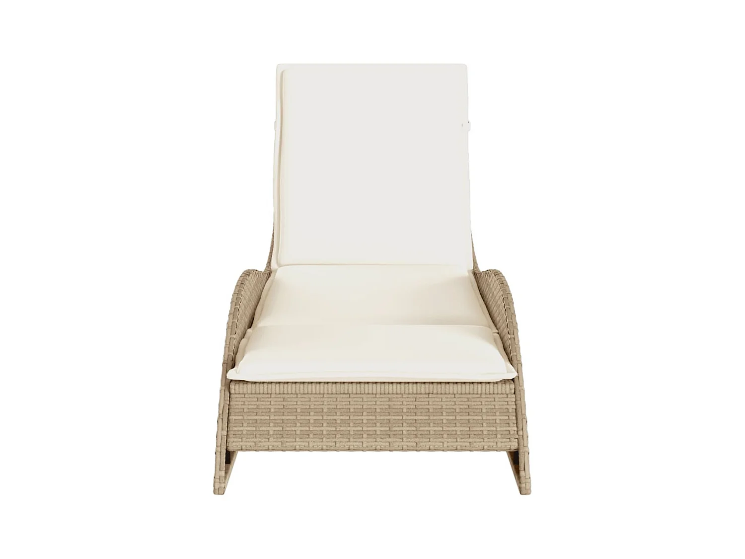 Chaise longue avec coussin beige 60x205x73 résine tressée