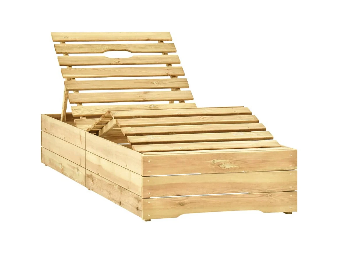 Chaise longue de jardin avec table et coussin Pin imprégné 36