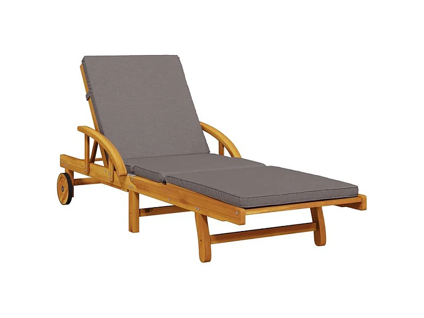 Chaise longue avec coussin et table bois d'acacia massif