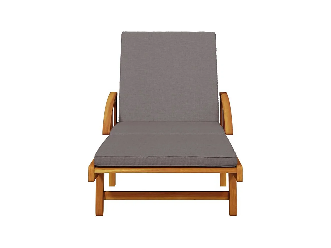 Chaise longue avec coussin et table bois d'acacia massif