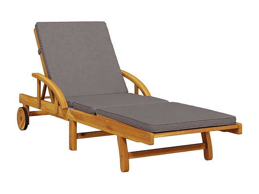 Chaise longue avec coussin et table bois d'acacia massif