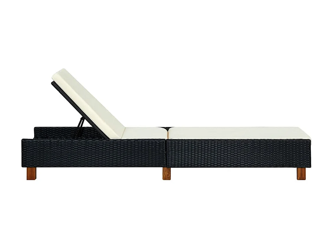 Transat avec coussin Résine tressée Noir