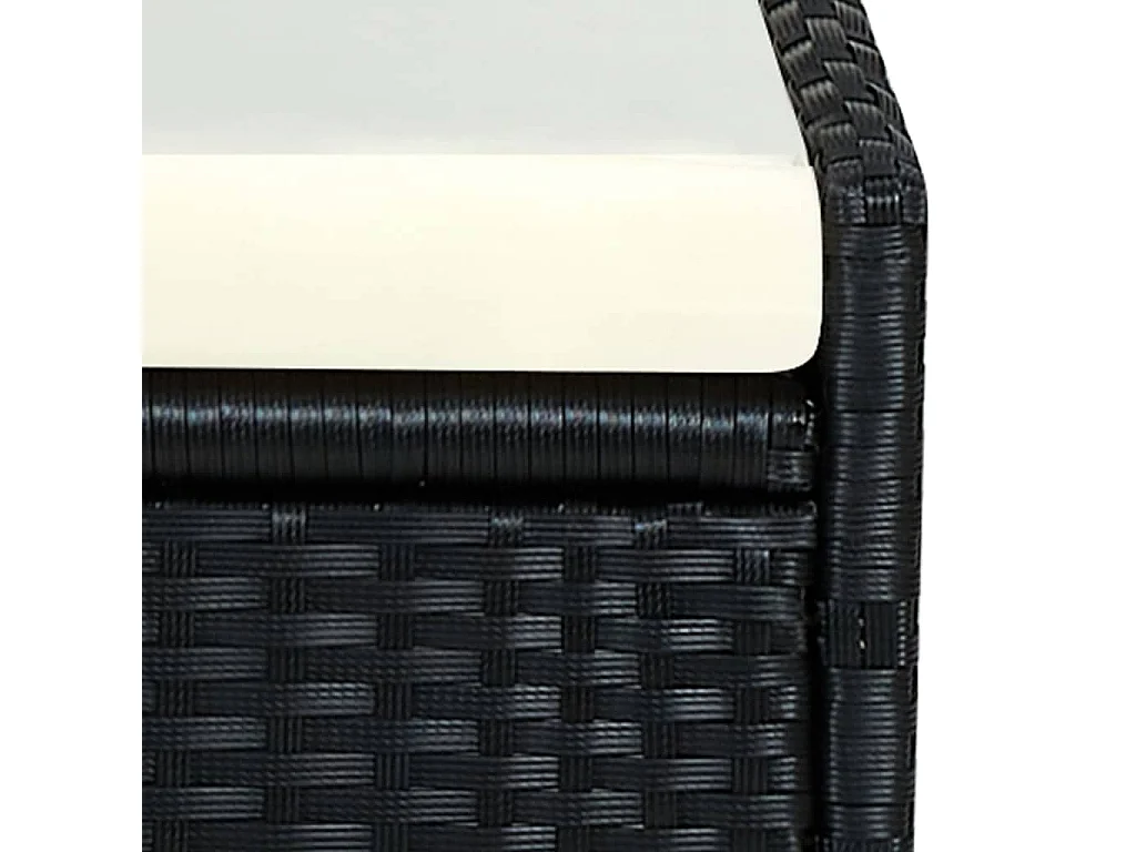 Transat avec coussin Résine tressée Noir