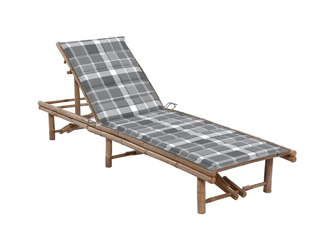 Chaise longue de jardin avec coussin Bambou 15