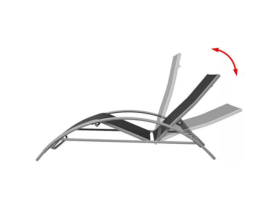 Chaise longue textilène noir et métal gris Derino