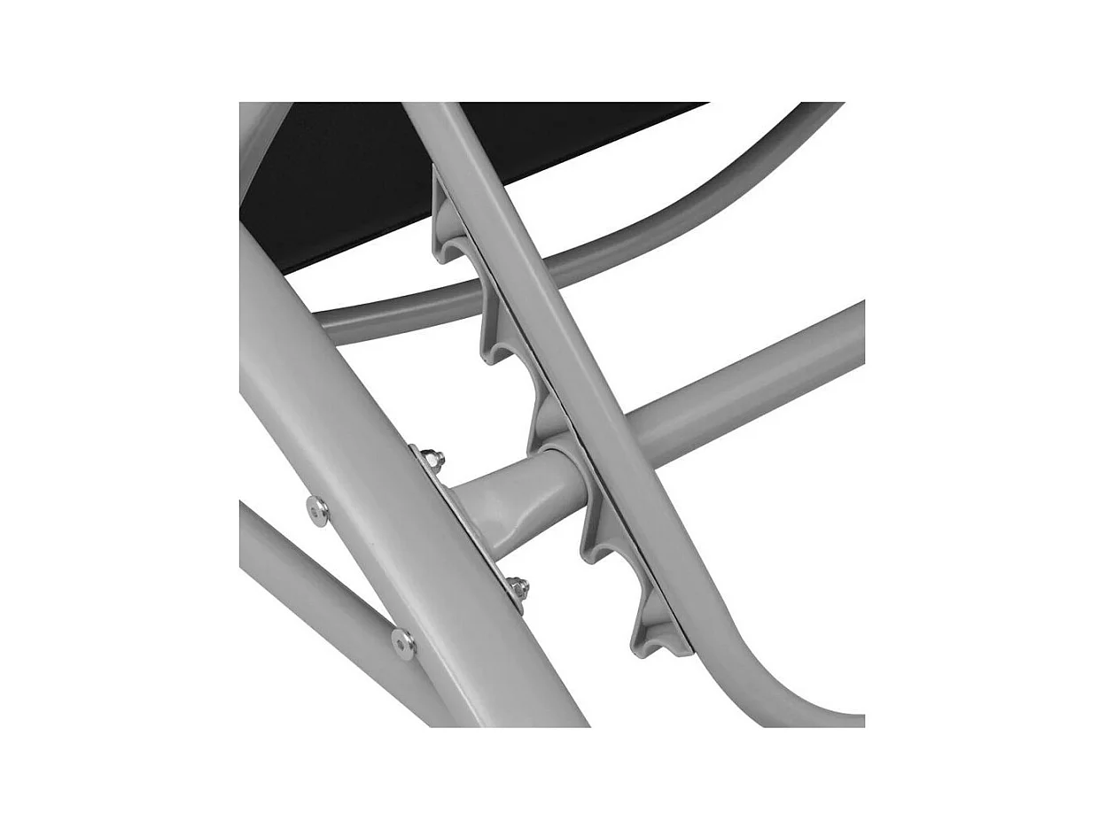 Chaise longue textilène noir et métal gris Derino