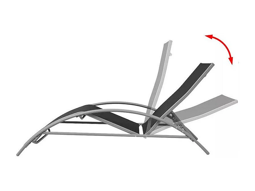 Chaise longue textilène noir et métal gris Derino