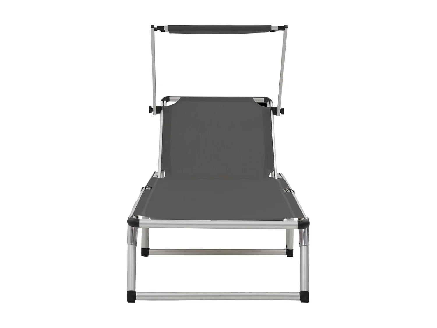 Chaise longue pliable avec auvent Aluminium et textilène Gris