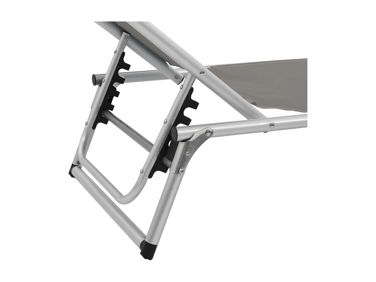 Chaise longue pliable avec auvent Aluminium et textilène Gris