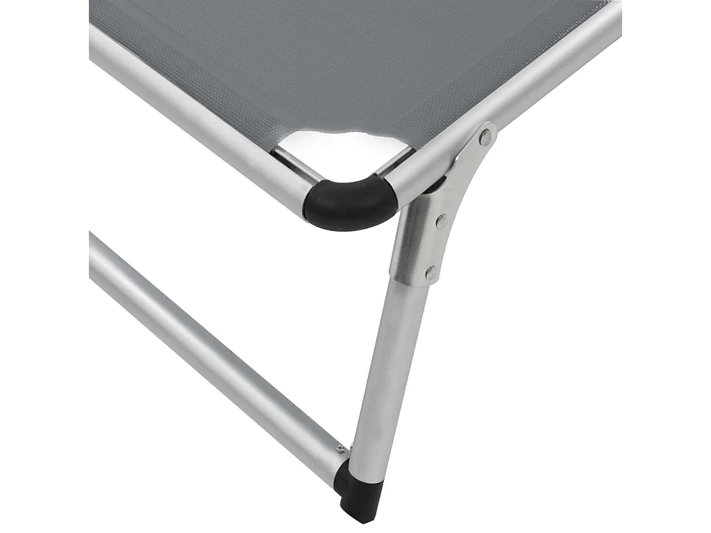 Chaise longue pliable avec auvent Aluminium et textilène Gris