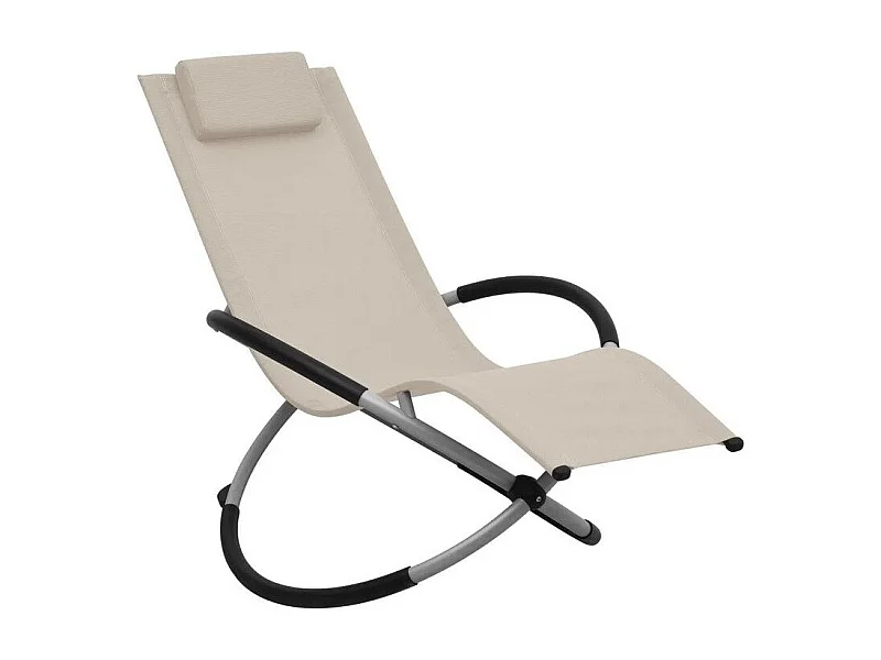 Chaise longue enfant textilène beige et métal gris Ardec