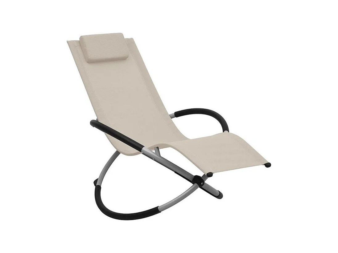 Chaise longue enfant textilène beige et métal gris Ardec
