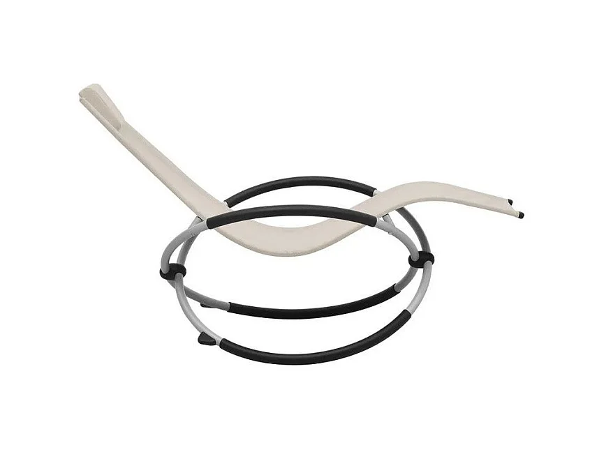 Chaise longue enfant textilène beige et métal gris Ardec