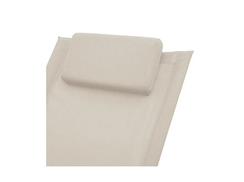 Chaise longue enfant textilène beige et métal gris Ardec