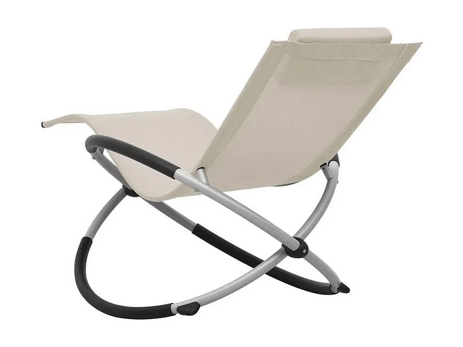 Chaise longue enfant textilène beige et métal gris Ardec