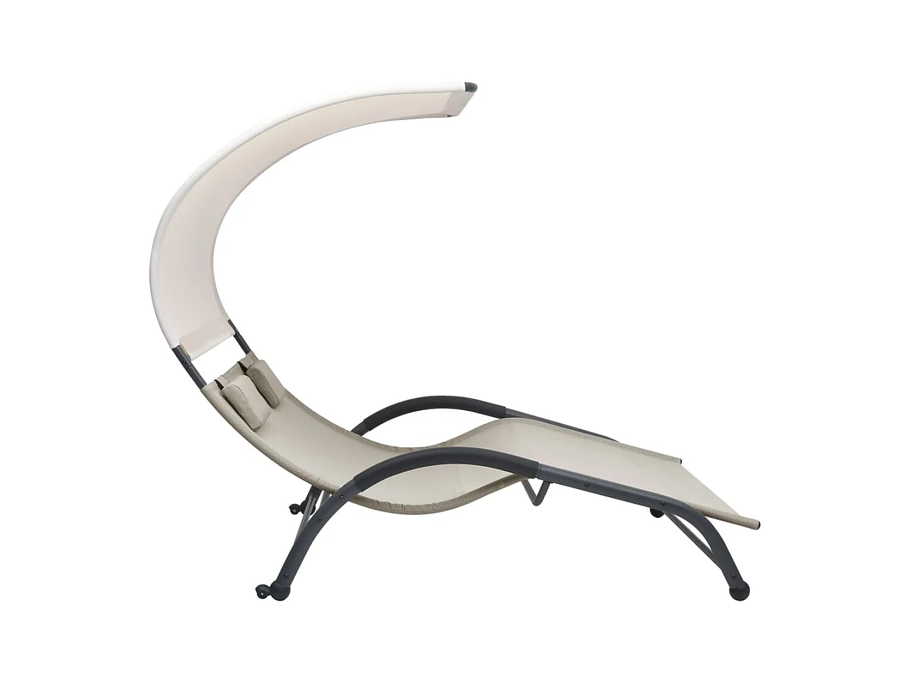 Chaise longue double avec auvent Textilène Crème