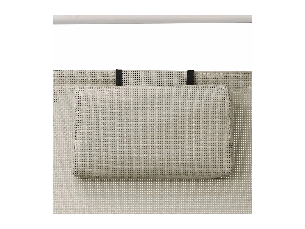 Chaise longue double avec auvent Textilène Crème