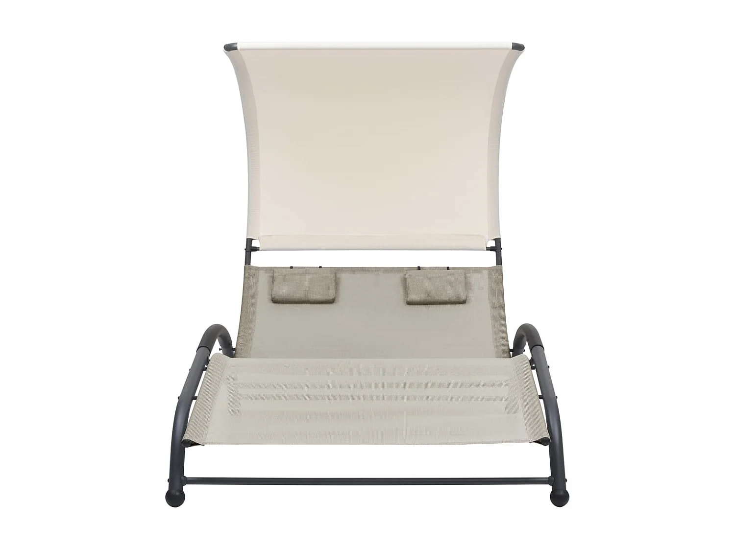 Chaise longue double avec auvent Textilène Crème