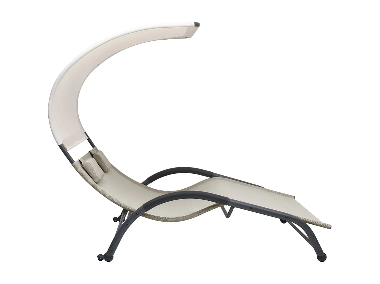 Chaise longue double avec auvent Textilène Crème