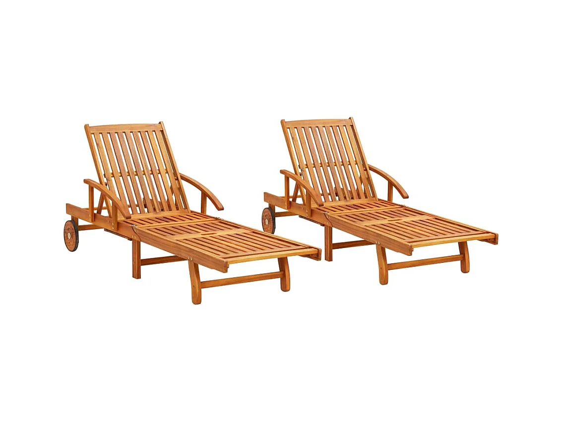 Chaises longues 2 pcs Bois d'acacia solide