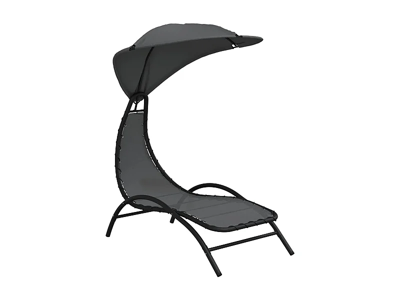 Chaise longue et auvent gris foncé 167x80x195 tissu et acier