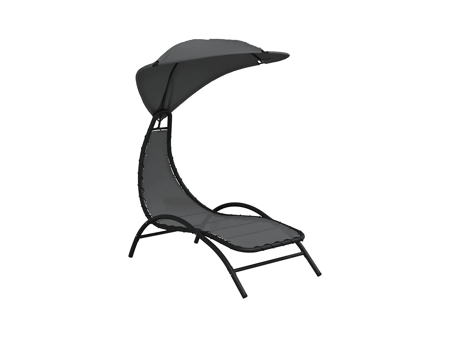 Chaise longue et auvent gris foncé 167x80x195 tissu et acier