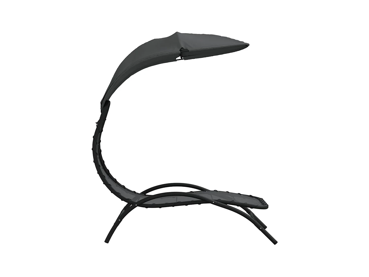 Chaise longue et auvent gris foncé 167x80x195 tissu et acier