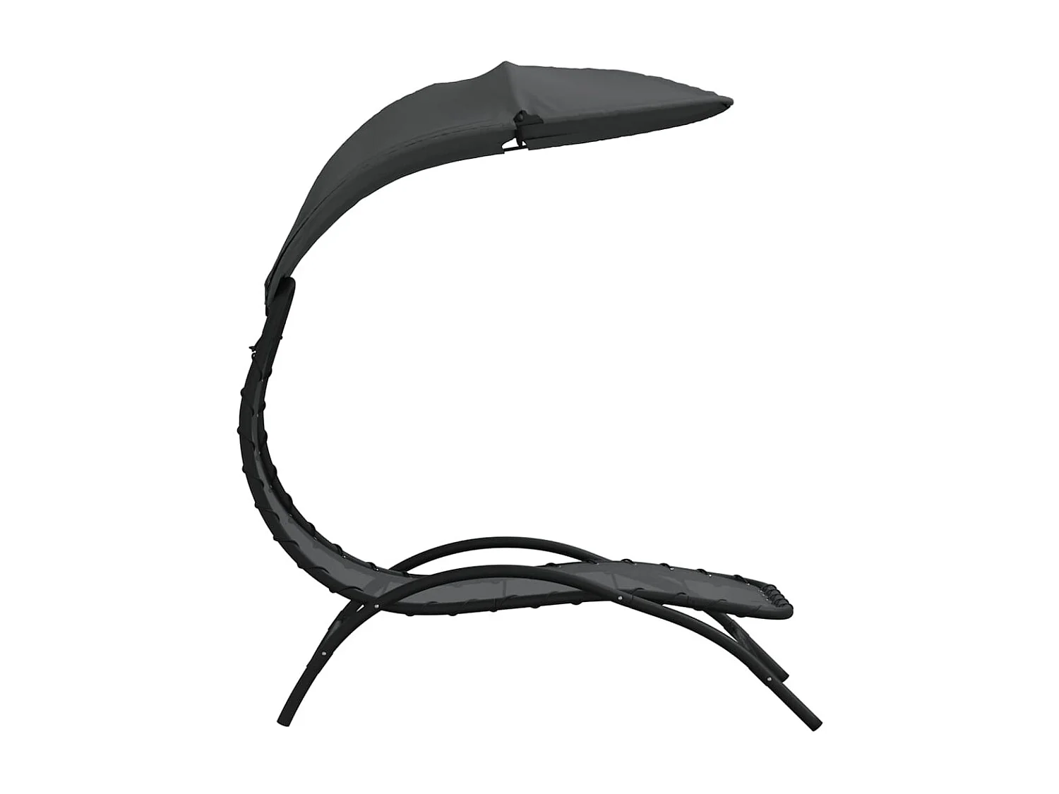 Chaise longue et auvent gris foncé 167x80x195 tissu et acier