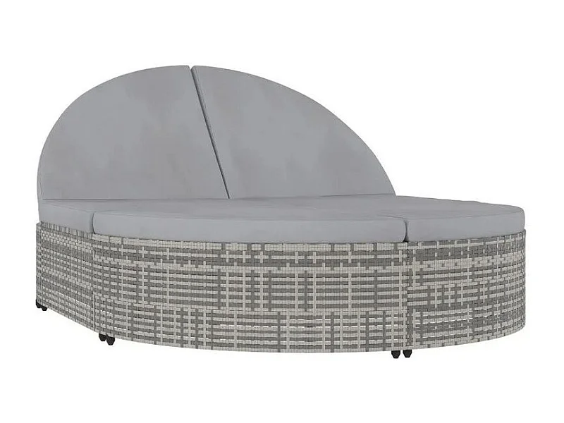 Lit de jardin polyester et résine tressée gris Methy