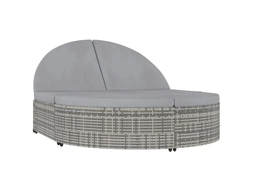 Lit de jardin polyester et résine tressée gris Methy