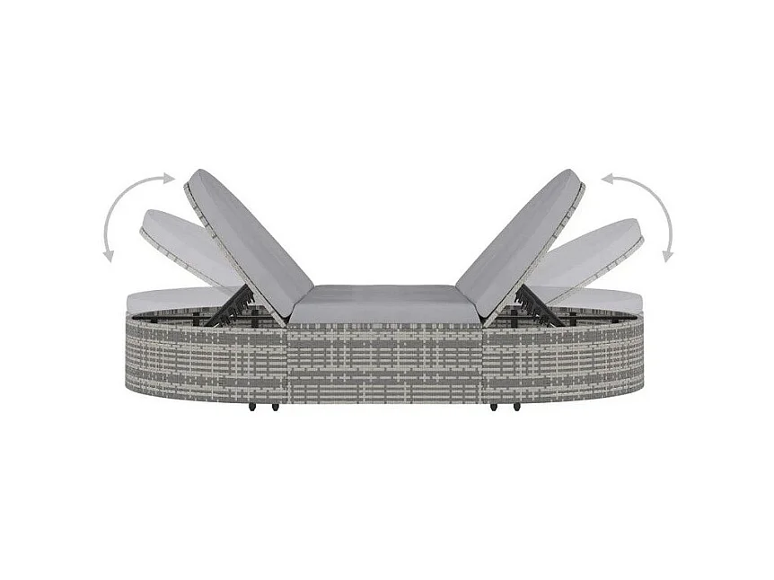 Lit de jardin polyester et résine tressée gris Methy