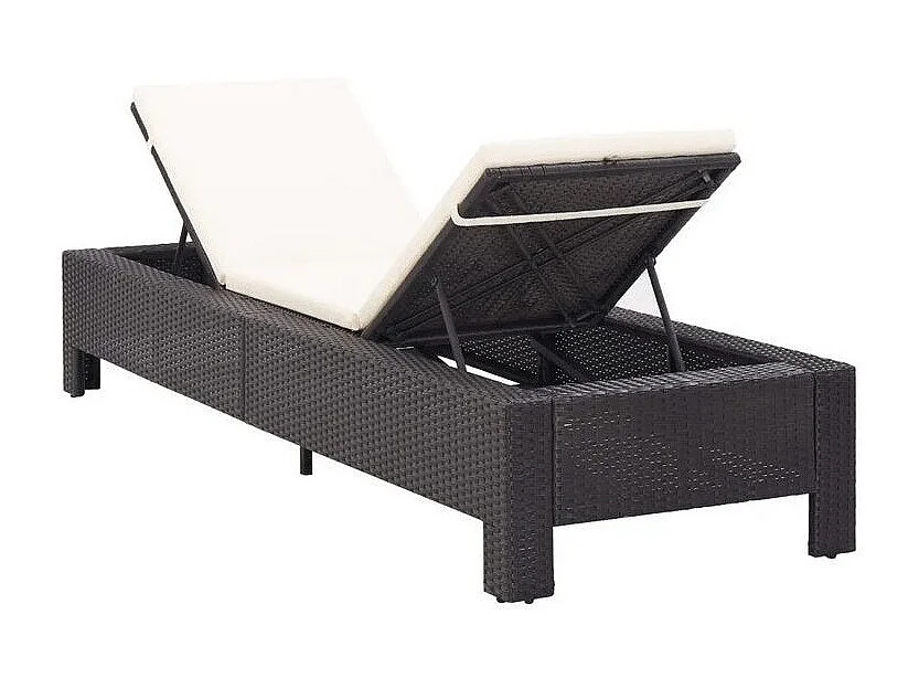 Chaise longue tissu blanc et résine tressée noire Daget