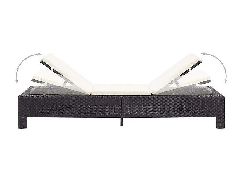 Chaise longue tissu blanc et résine tressée noire Daget