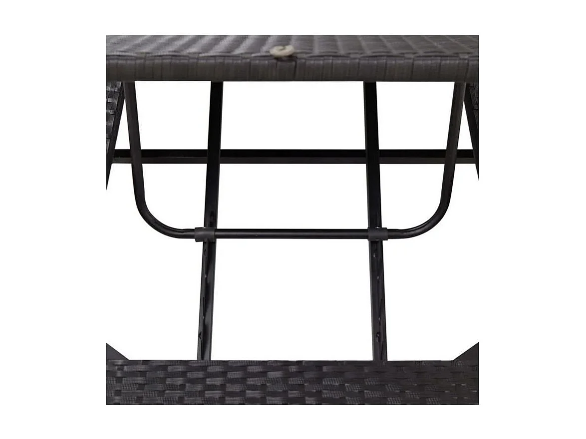 Chaise longue tissu blanc et résine tressée noire Daget