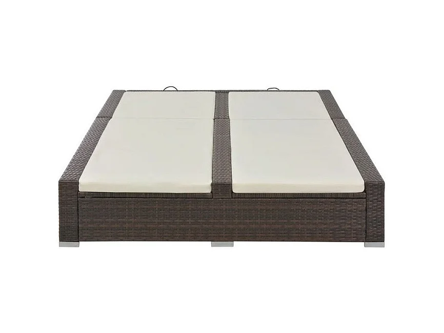 Lit de jardin double tissu beige et résine tressée marron Luvi