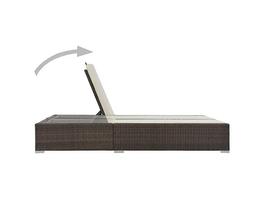 Lit de jardin double tissu beige et résine tressée marron Luvi